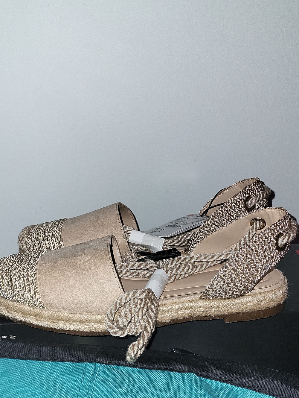 Zara Beige Braided Espadrille Sandals